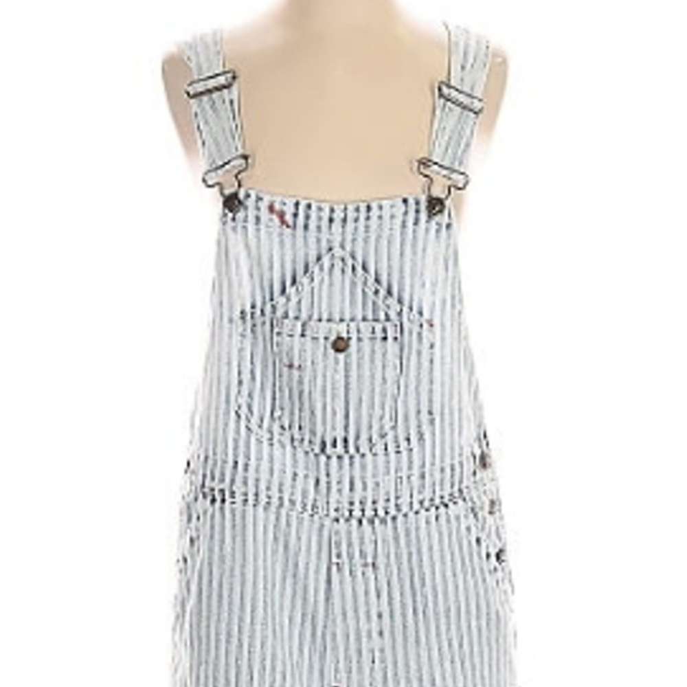 Faherty Blue and White Striped Women’s Short Overalls/Shortalls